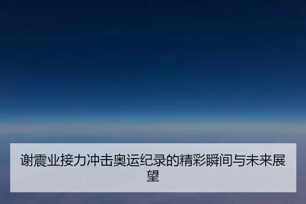 谢震业接力冲击奥运纪录的精彩瞬间与未来展望